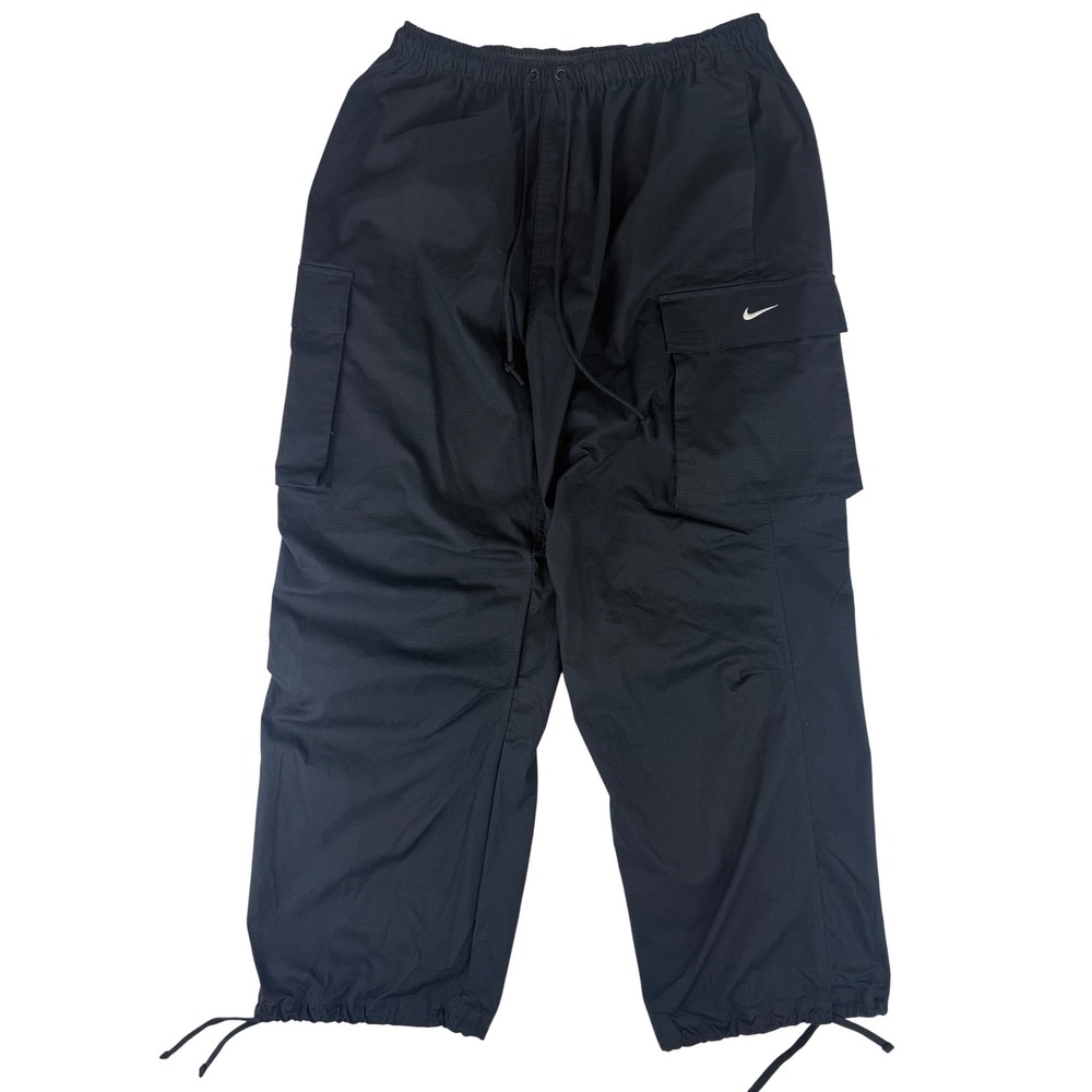 Nike Cargo Pants Women Large Black Ripstop IB1058-010 Drawstring Hem Athletic